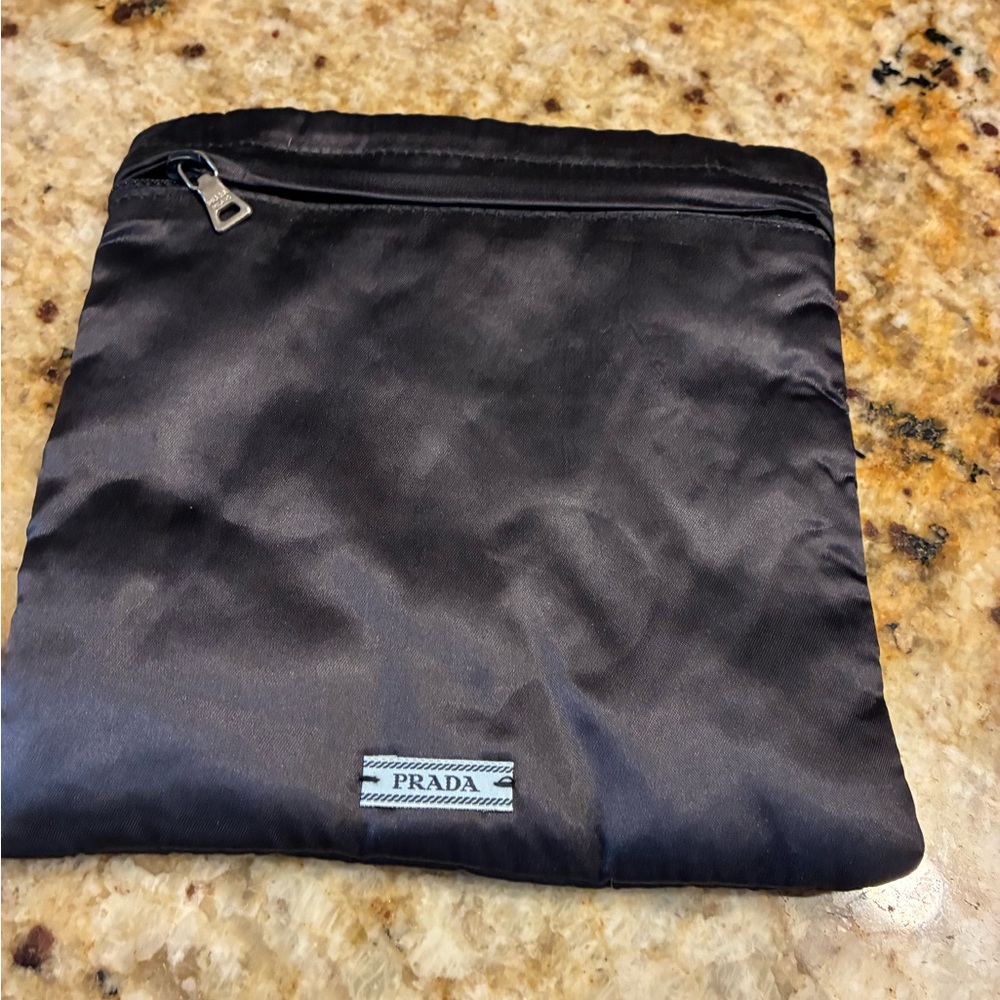 Prada Black Nylon Zip Pouch for headphones and garment bag